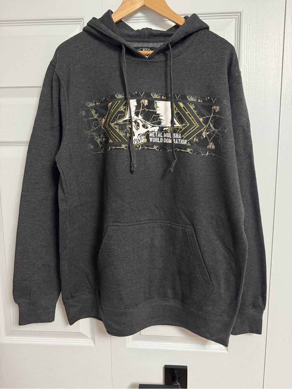 Metal Mulisha Dark Gray Hooded Sweatshirt with Skull Graphic